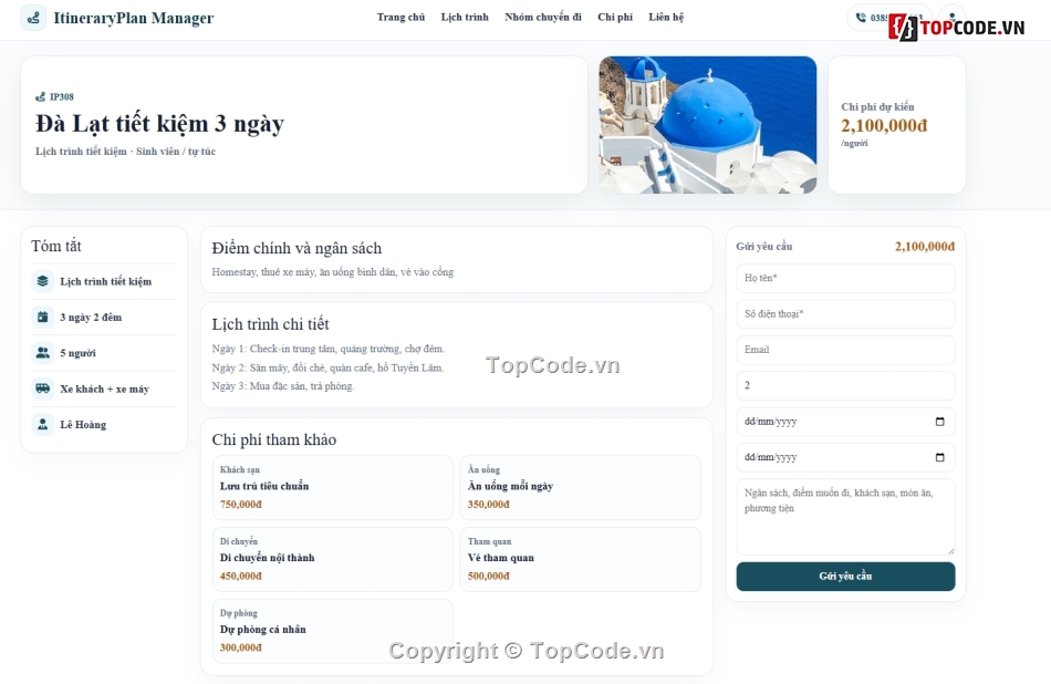 web quản lý,quản lý du lịch,quản lý cá nhân